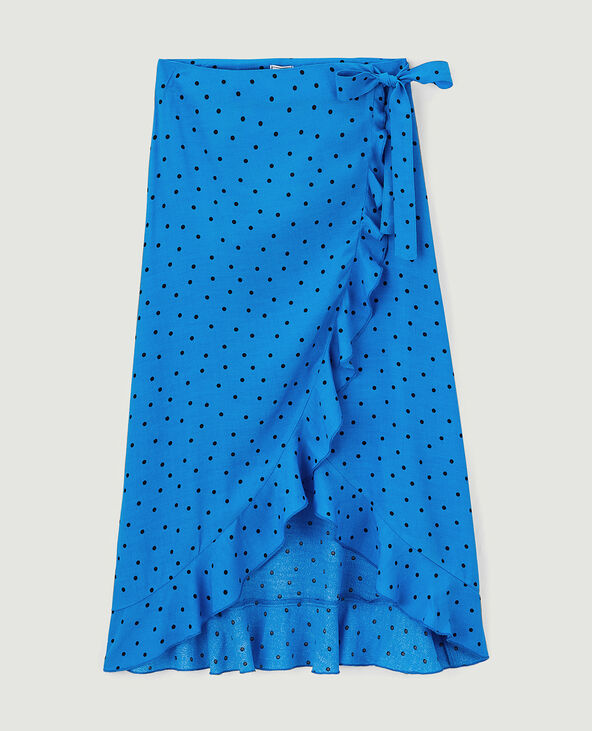 Jupe midi portefeuille avec volants bleu - Pimkie