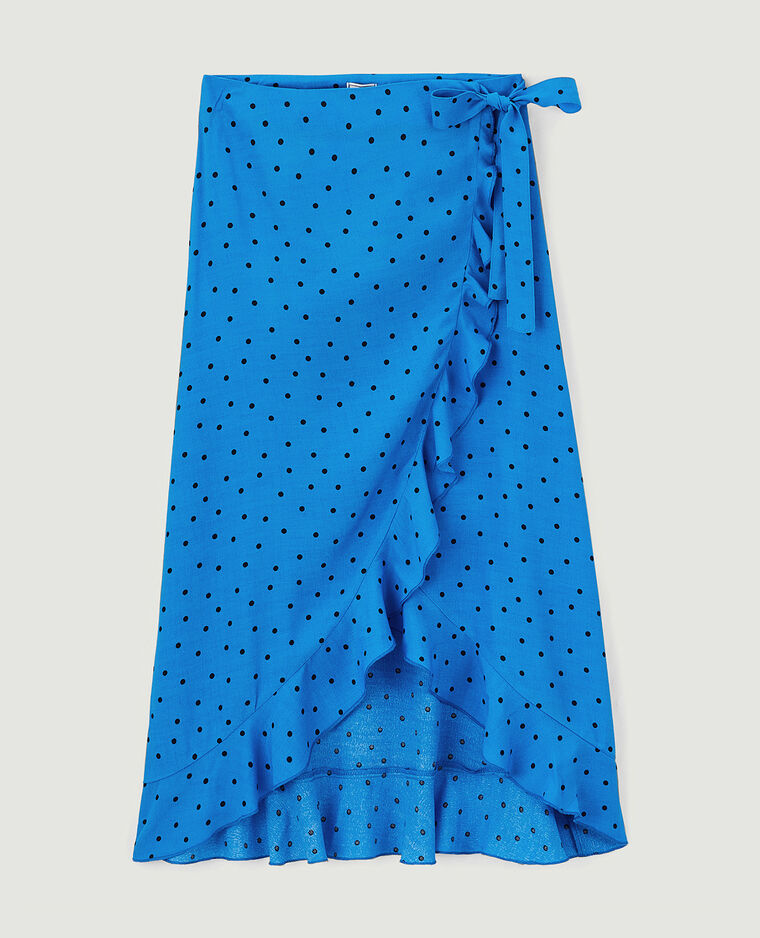 Jupe midi portefeuille avec volants bleu - Pimkie