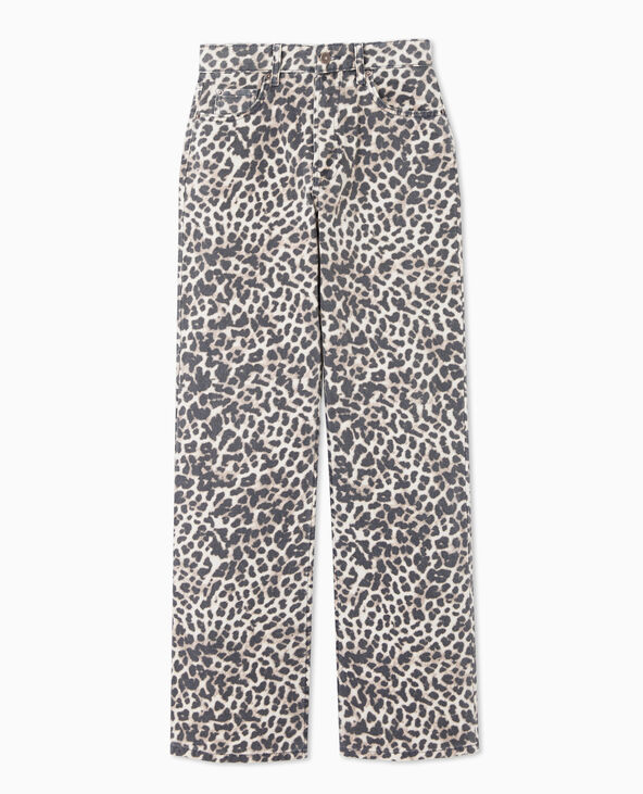Jean droit taille haute motif léopard taupe - Pimkie