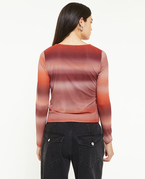 Top en tulle avec fronces rose clair - Pimkie
