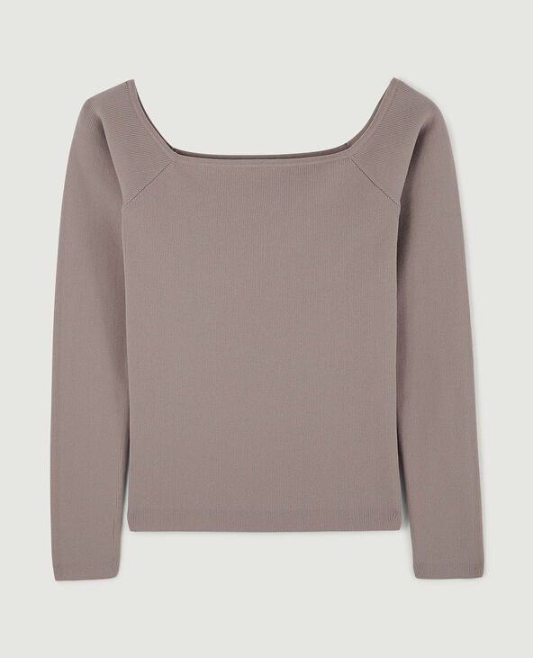 Pull encolure Bardot gris clair - Pimkie