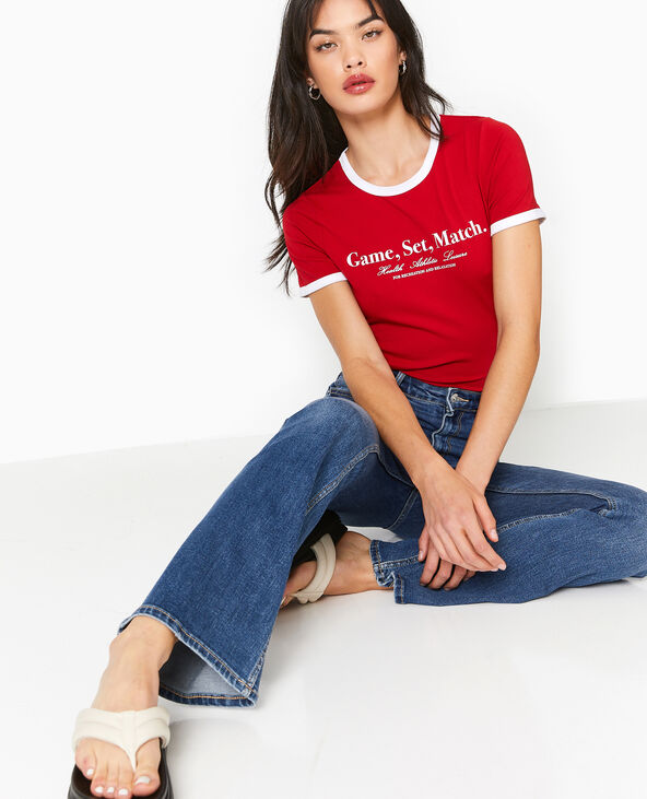 T-shirt avec print et biais contrastés rouge - Pimkie