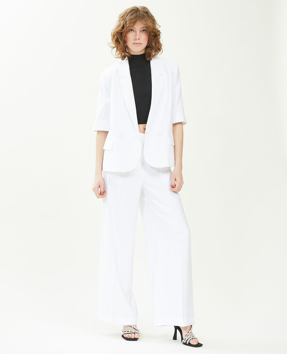 Pantalon large en toile fluide blanc - Pimkie