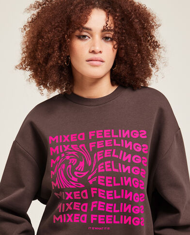 Sweat oversized avec inscription marron - Pimkie