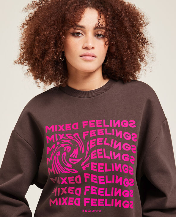 Sweat oversized avec inscription marron - Pimkie