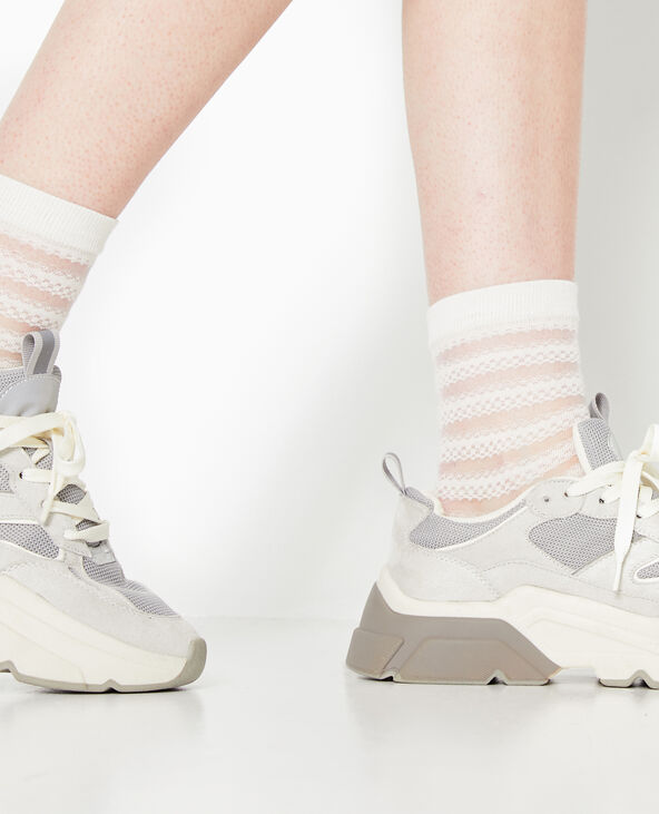 Paire de chaussettes bi-matière blanc - Pimkie