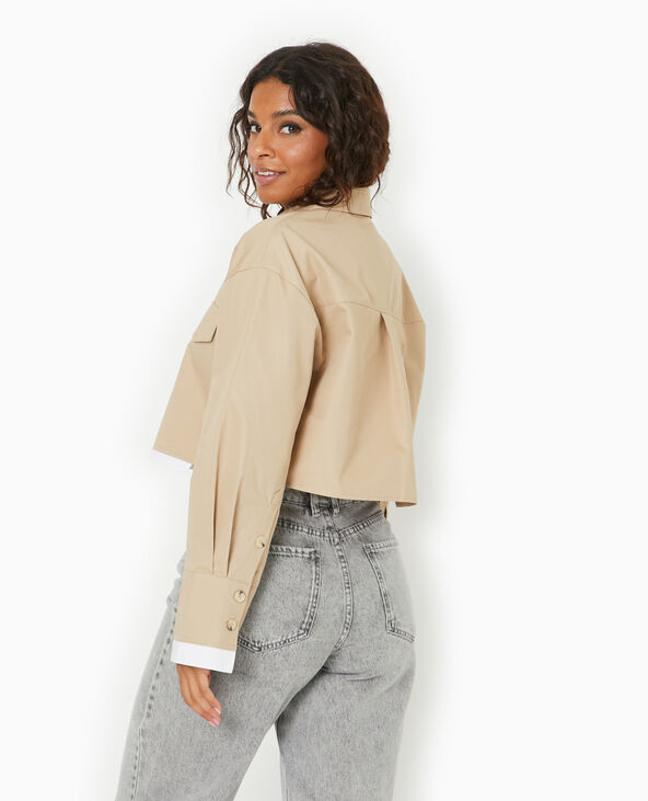 Chemise courte avec détail poches camel - Pimkie