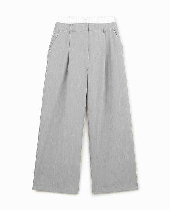 Pantalon large et droit avec caleçon apparent gris - Pimkie