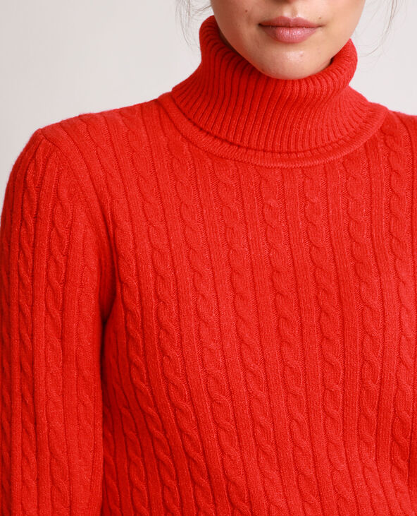 Pull à col roulé torsadé rouge - Pimkie