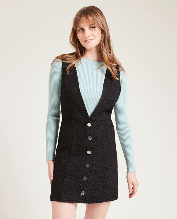 Robe boutonnée en tweed noir - Pimkie