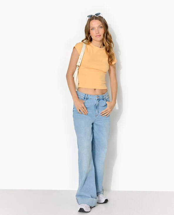 T-shirt ajusté manches raccourcies orange - Pimkie