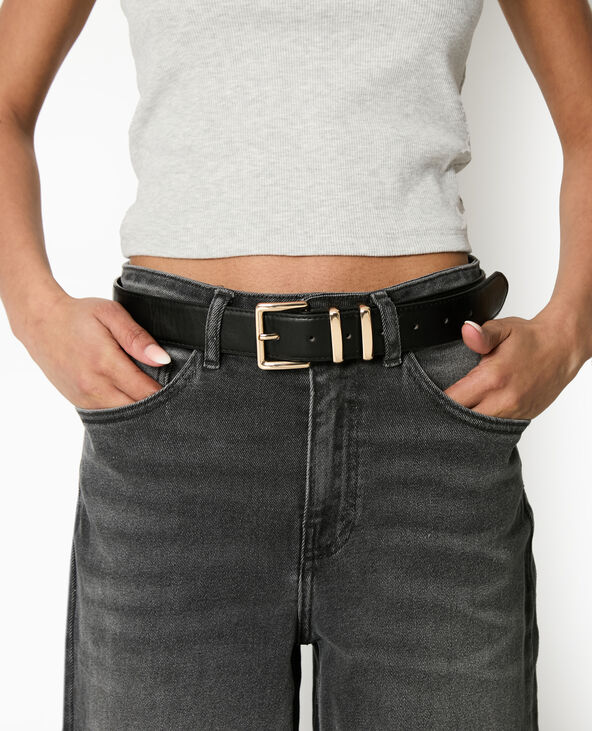 Ceinture en simili cuir avec boucle dorée noir - Pimkie