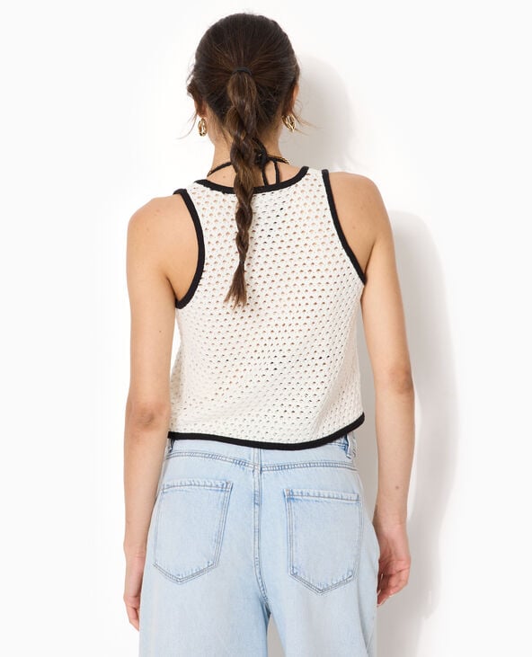 Gilet sans manches en crochet avec nouette blanc - Pimkie