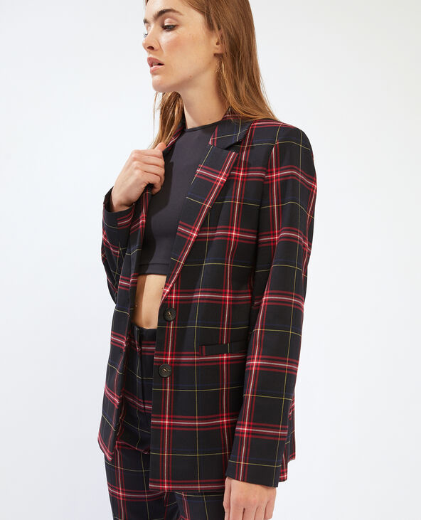 Blazer tartan noir - Pimkie