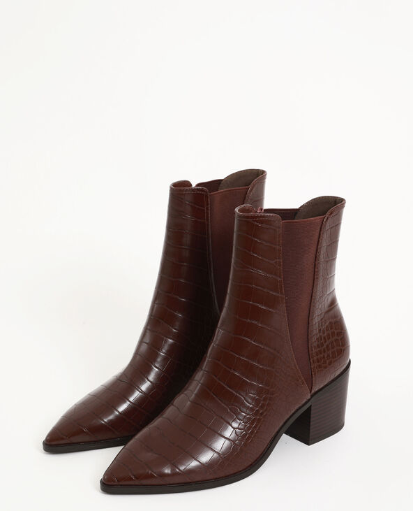 Bottine croco marron sales