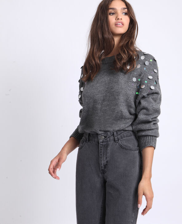 Pull à bijoux gris chiné - Pimkie