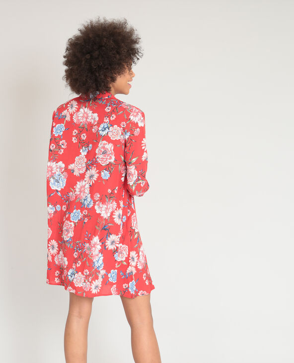 Robe chemise fleurie rouge - Pimkie
