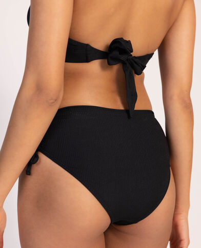 Bas de maillot culotte haute avec fronces et nouettes noir - Pimkie