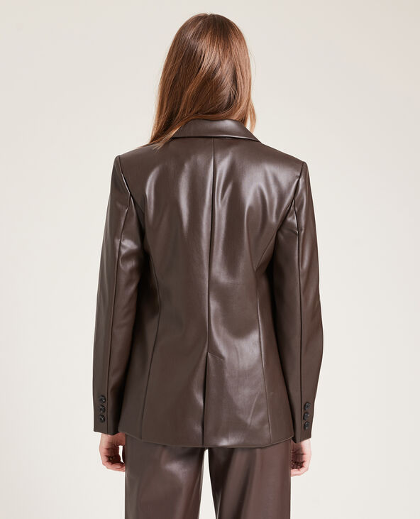 Veste blazer en simili cuir marron - Pimkie