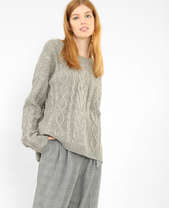 Pull torsadé gris chiné - Pimkie