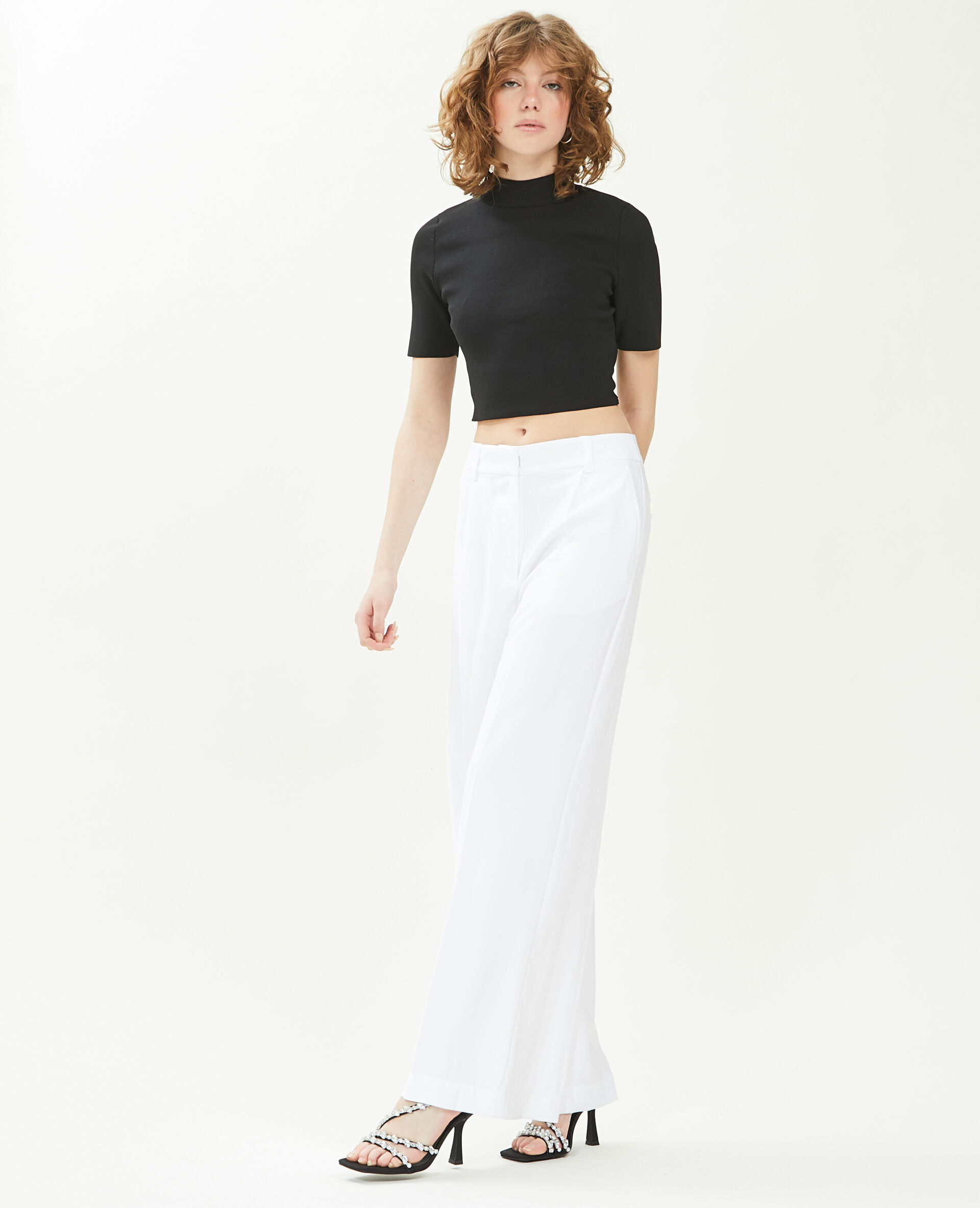Pantalon large en toile fluide Femme - Couleur blanc - Taille 40 - Pantalon Femme - PIMKIE