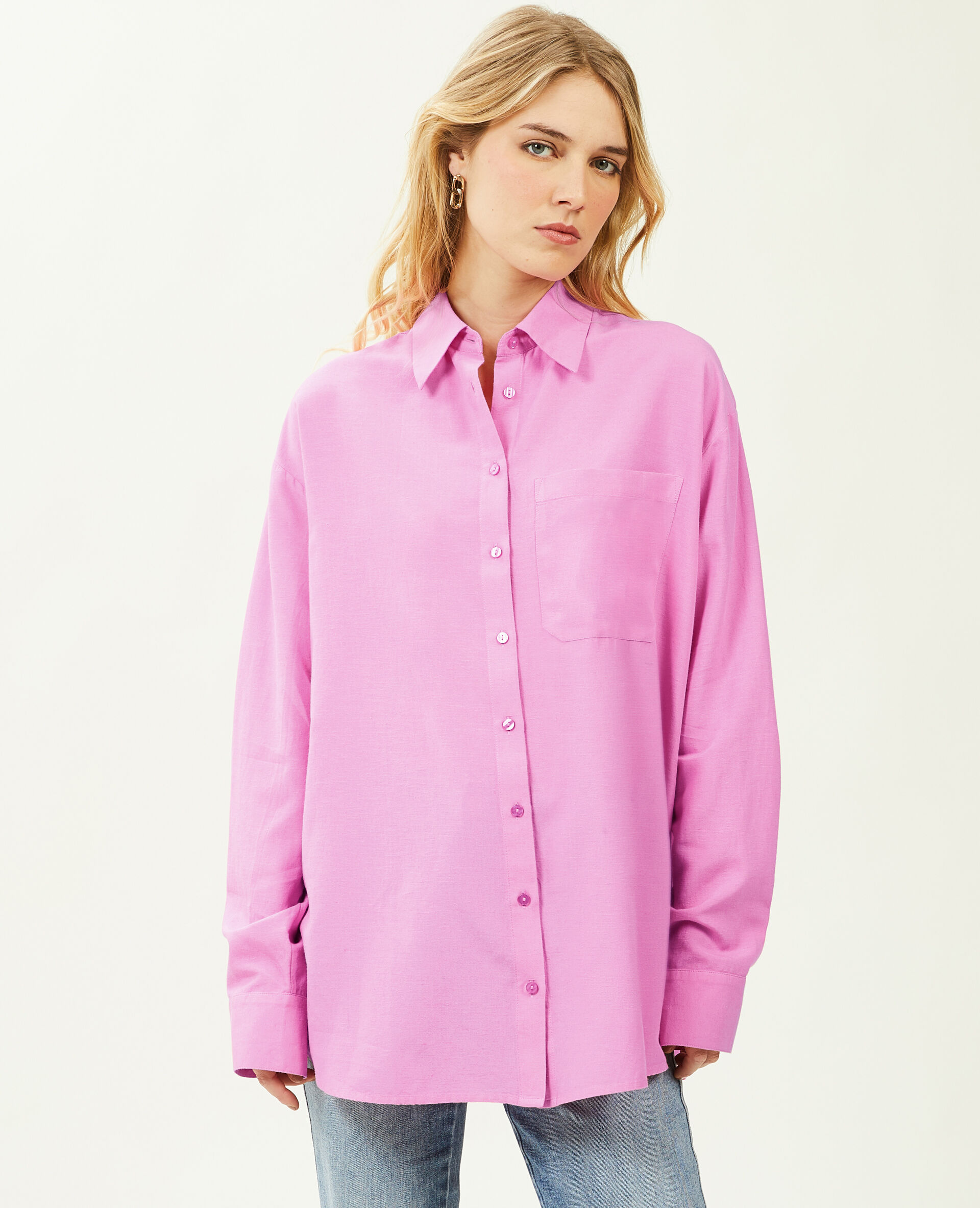Chemise oversize Femme - Couleur rose - Taille XL - Blouse et Chemise Femme - PIMKIE