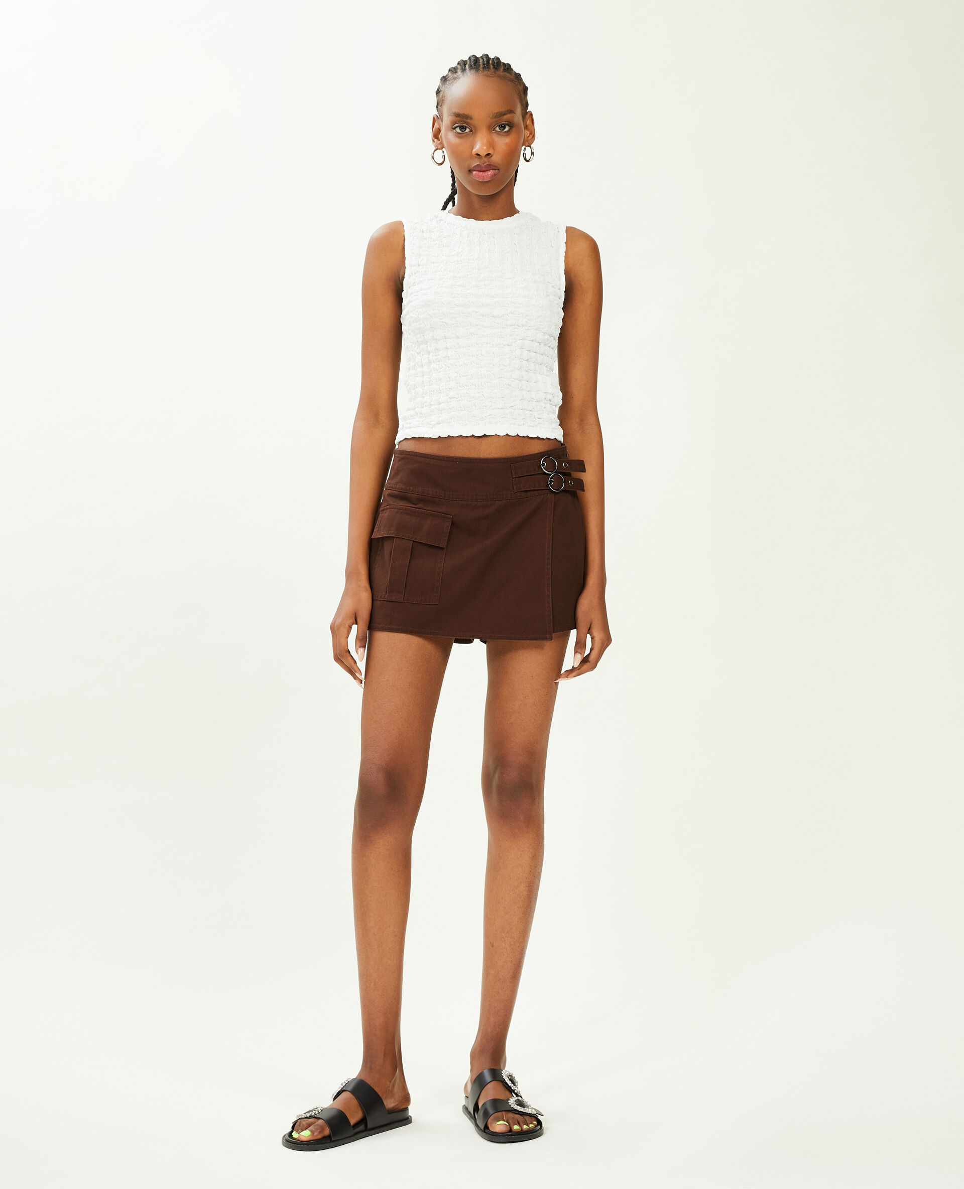 Jupe short en toile Femme Couleur marron Taille 38 Jupe Femme PIMKIE Didilz