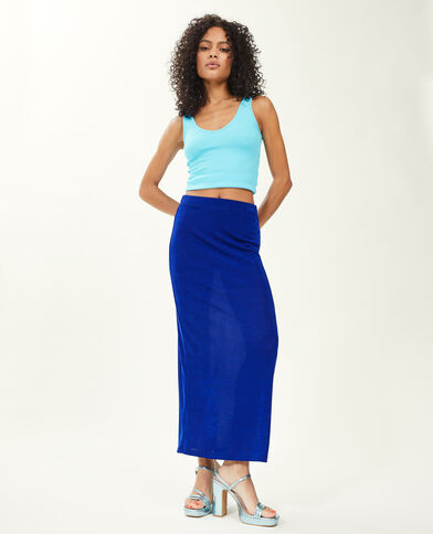 Jupe longue en maille fluide bleu - Pimkie