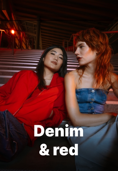 Denim & red