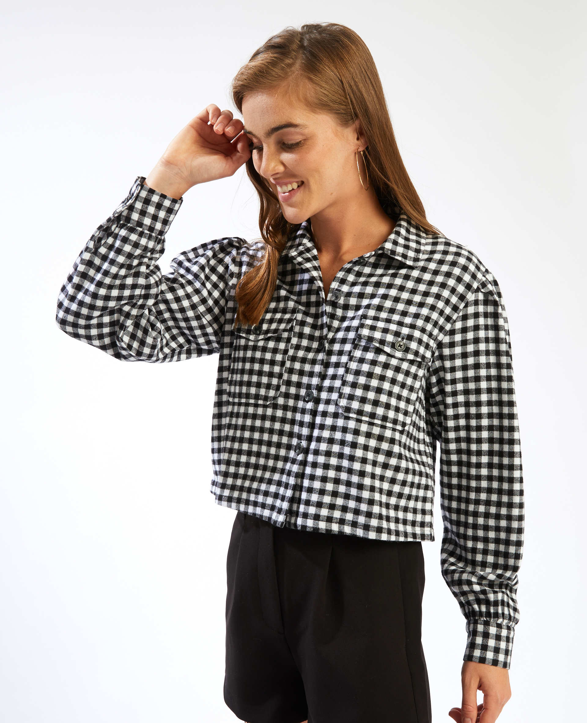 Chemise courte motif vichy