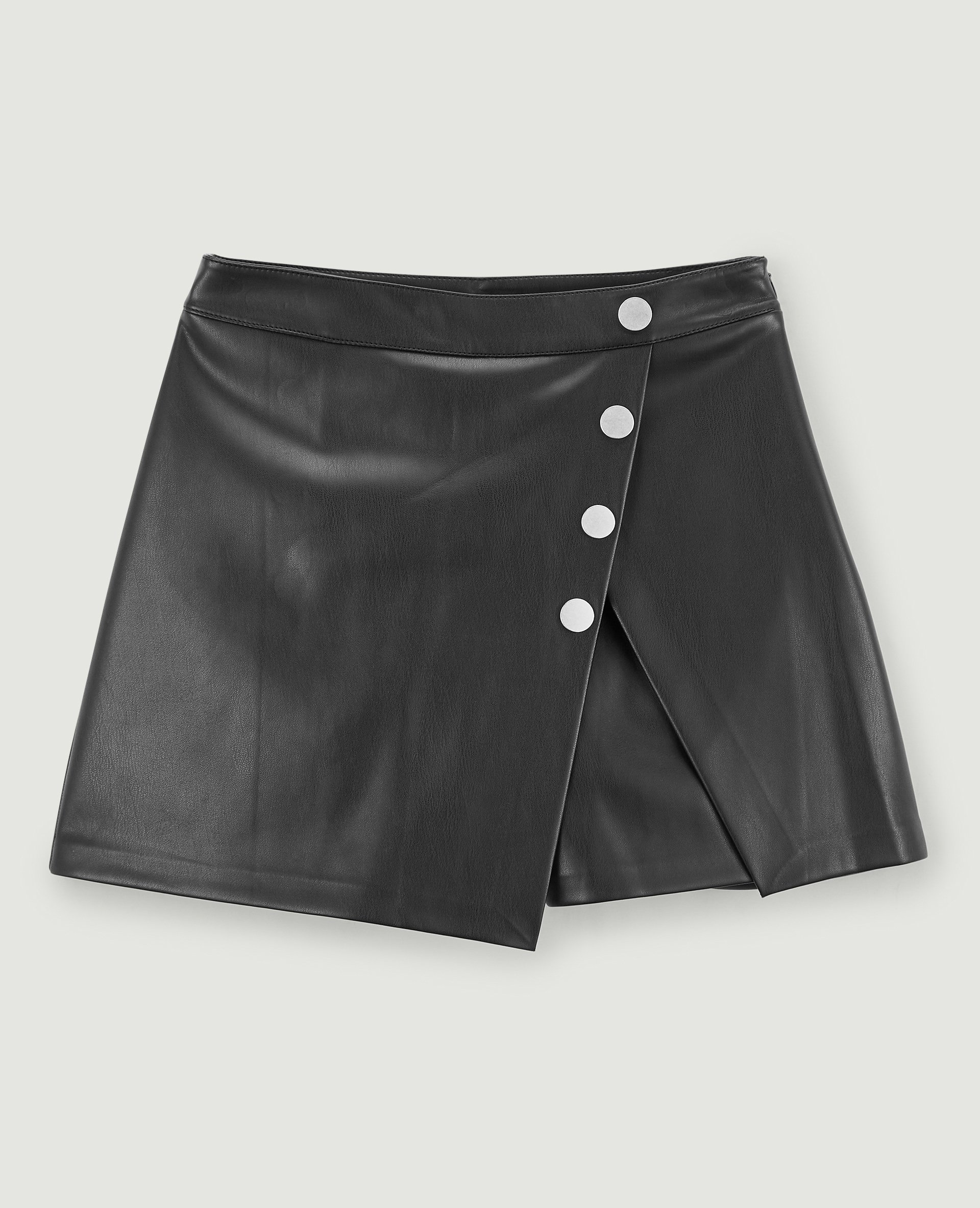 Jupe-short en simili cuir noir - Pimkie