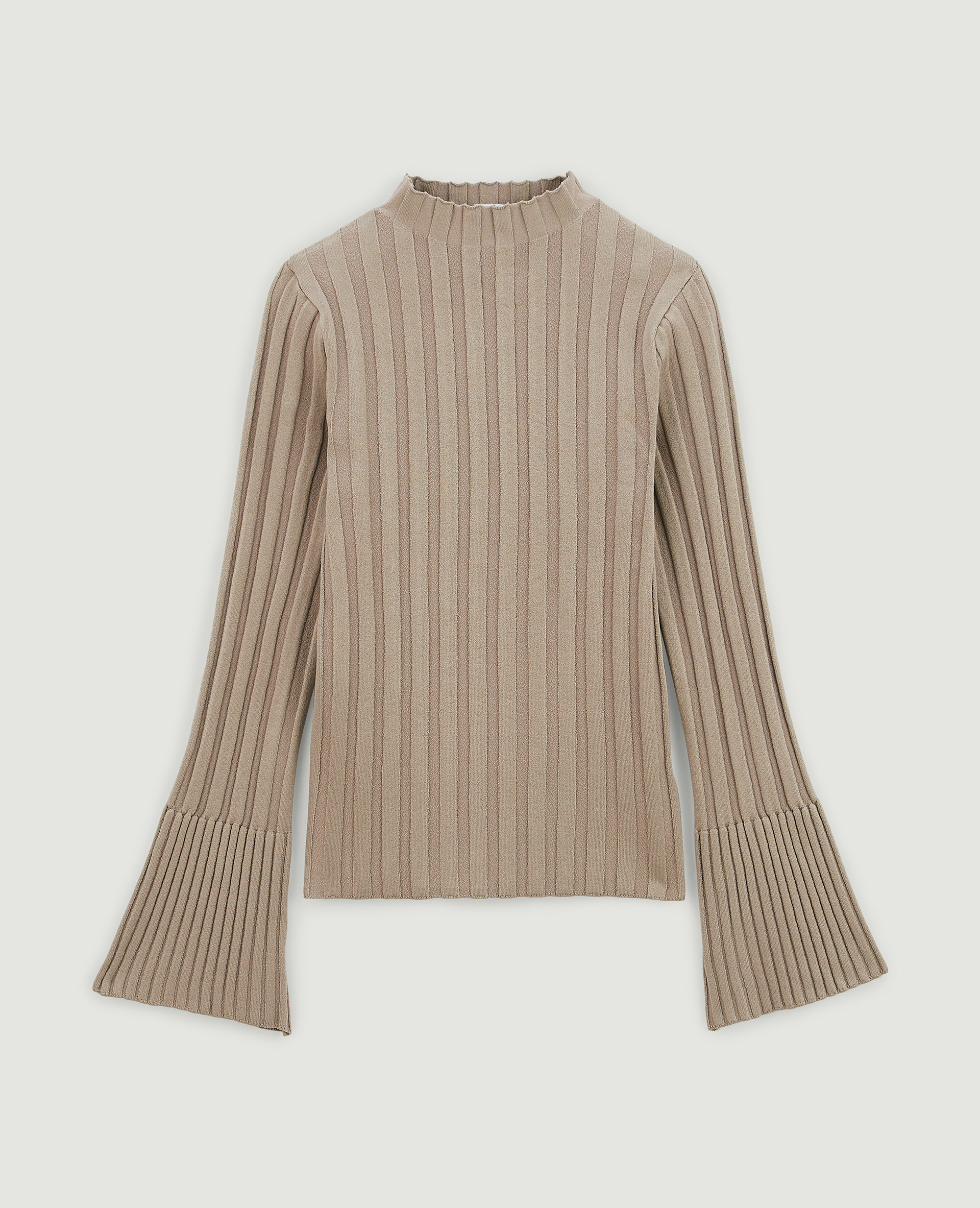 Pull fin en maille côtelée taupe - Pimkie