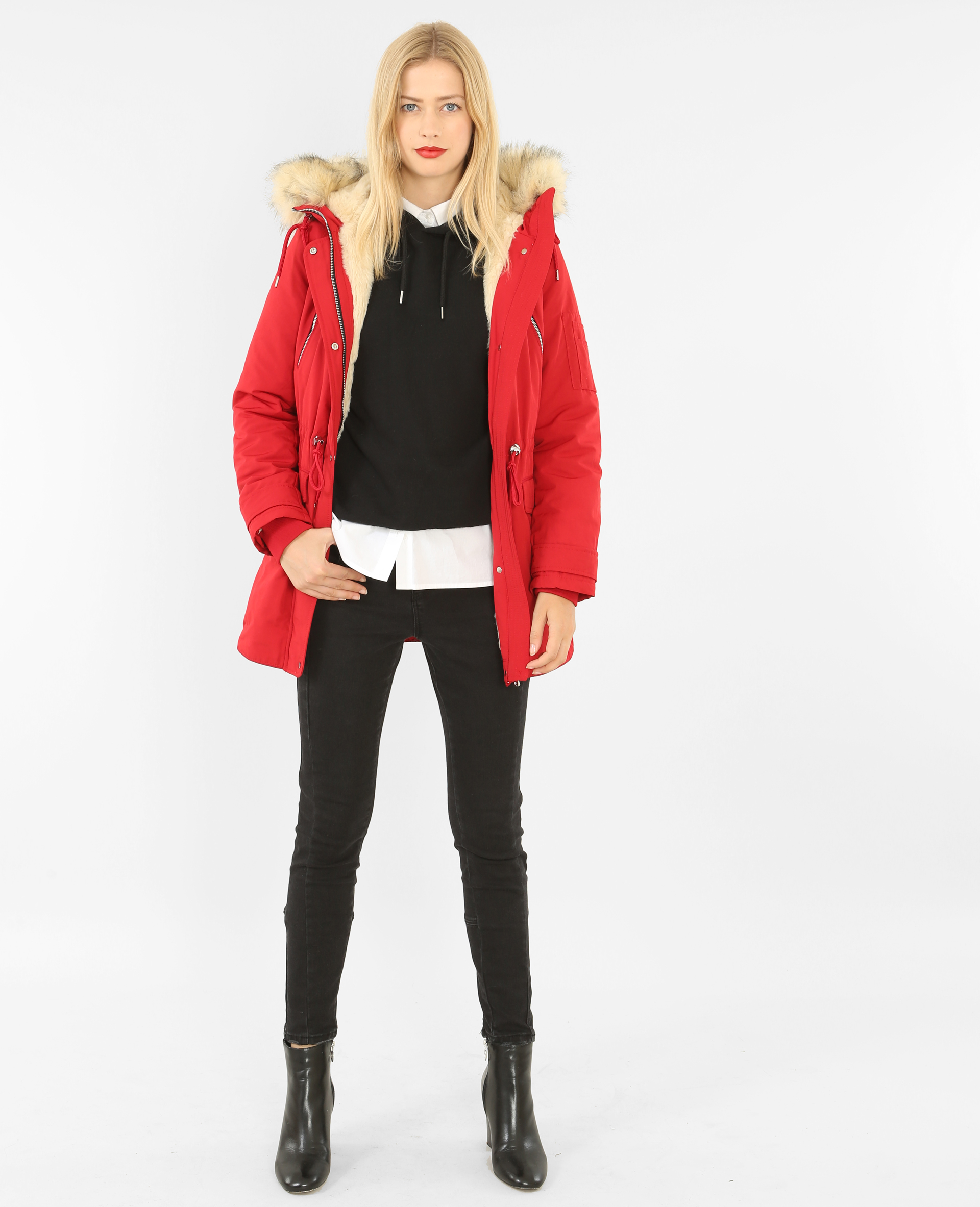 Parka rouge femme clearance