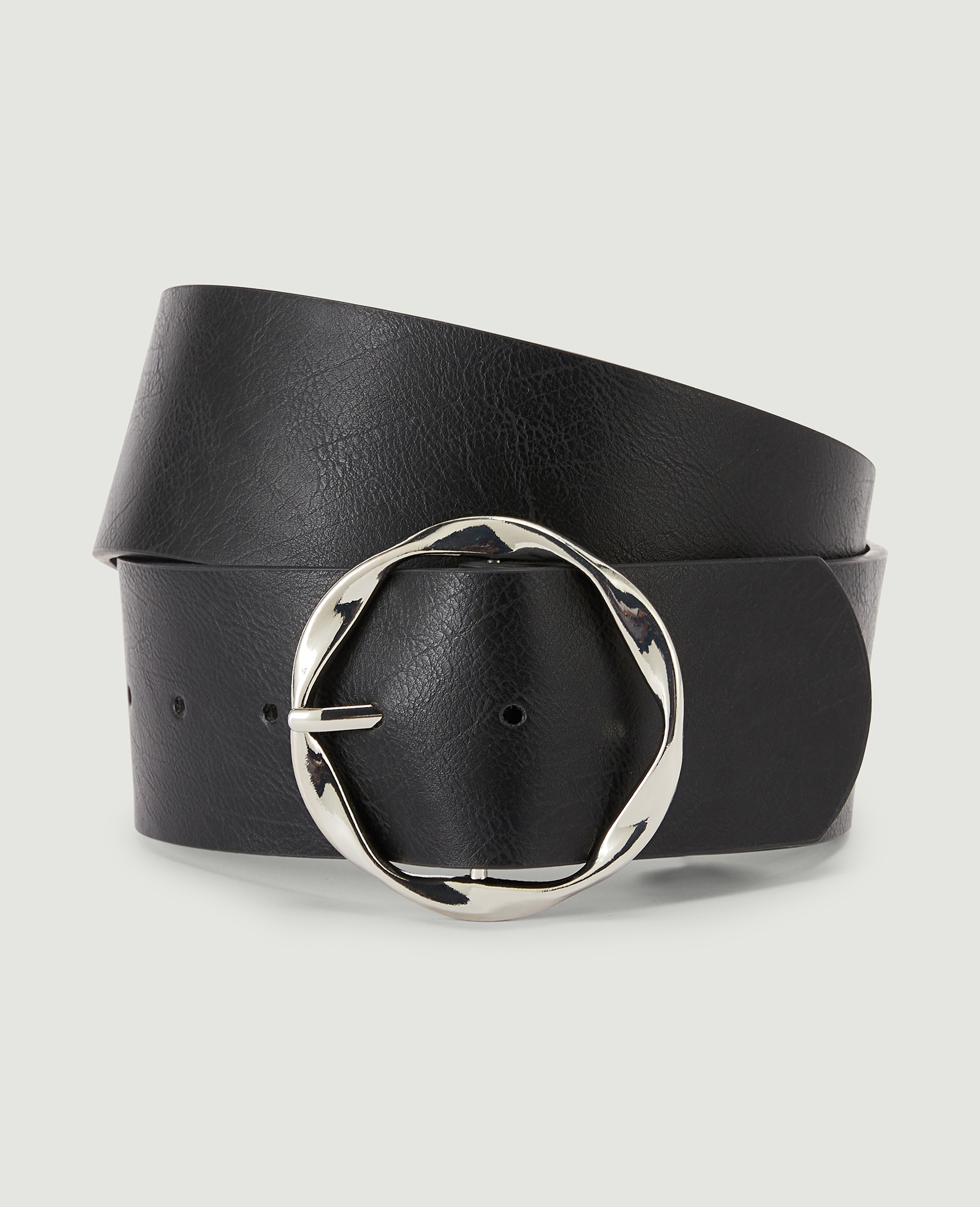 Ceinture large boucle ronde noir - Pimkie