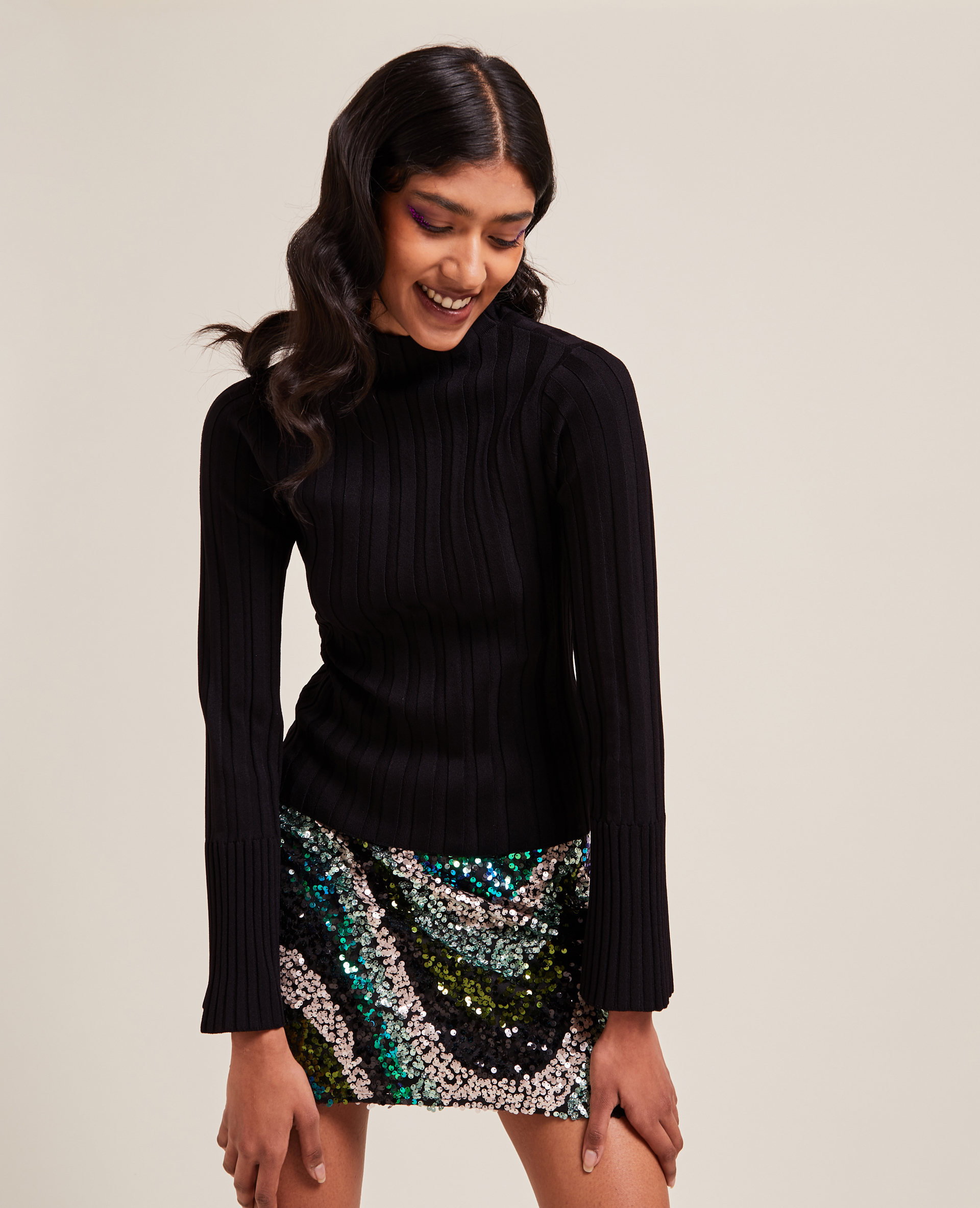 Pull fin en maille côtelée noir - Pimkie