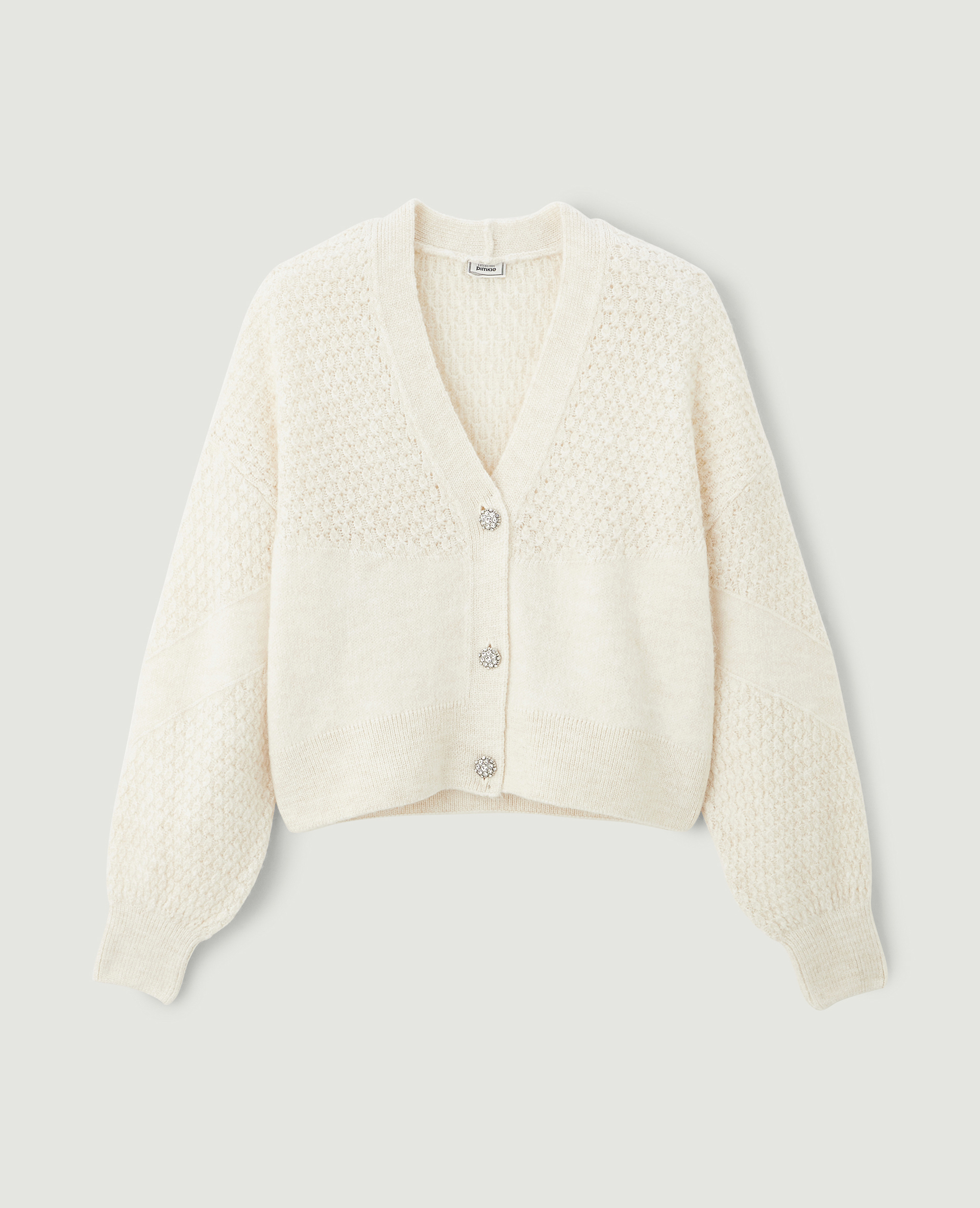 Gilet maille fantaisie boutons strass