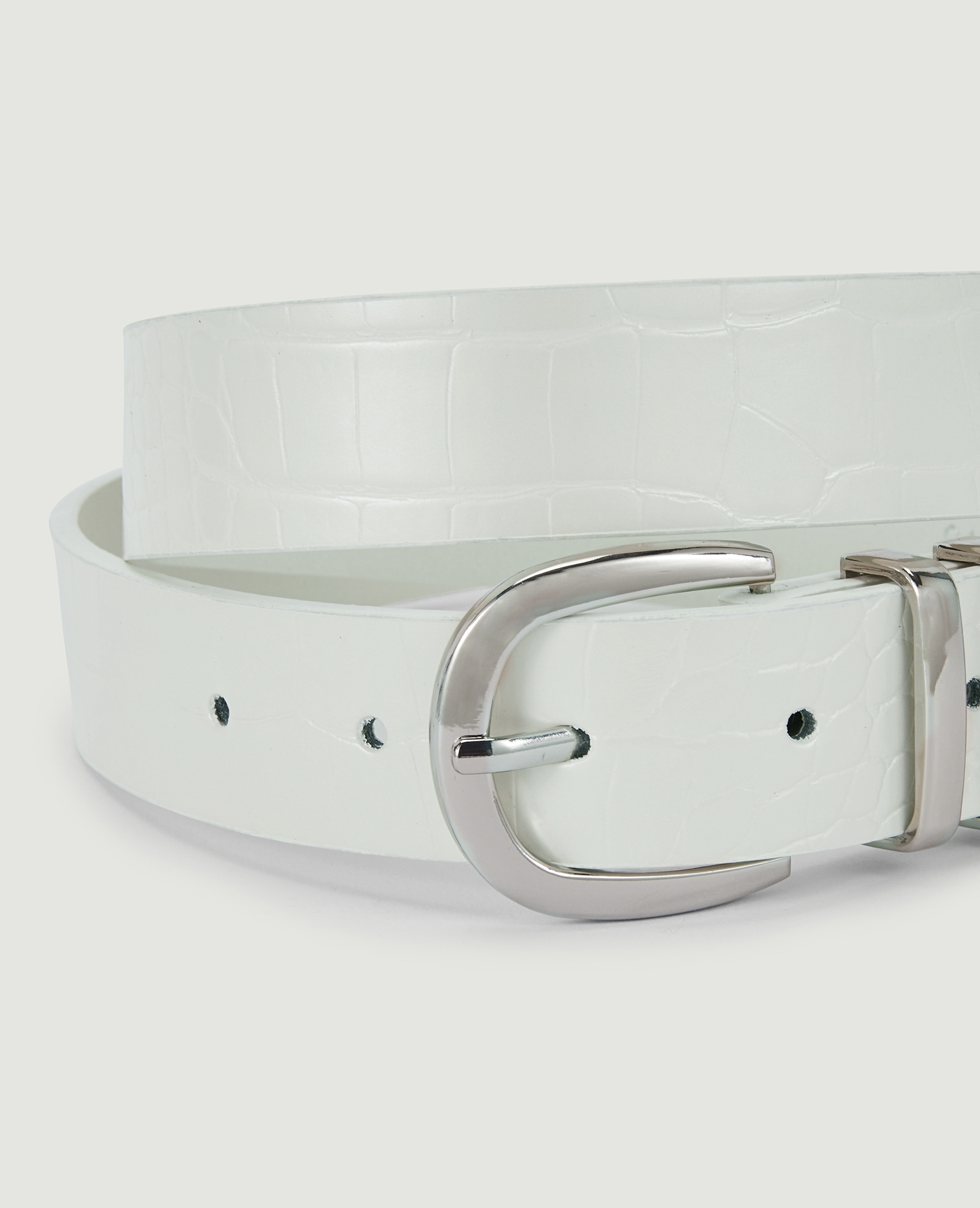 Ceinture effet croco blanc - Pimkie
