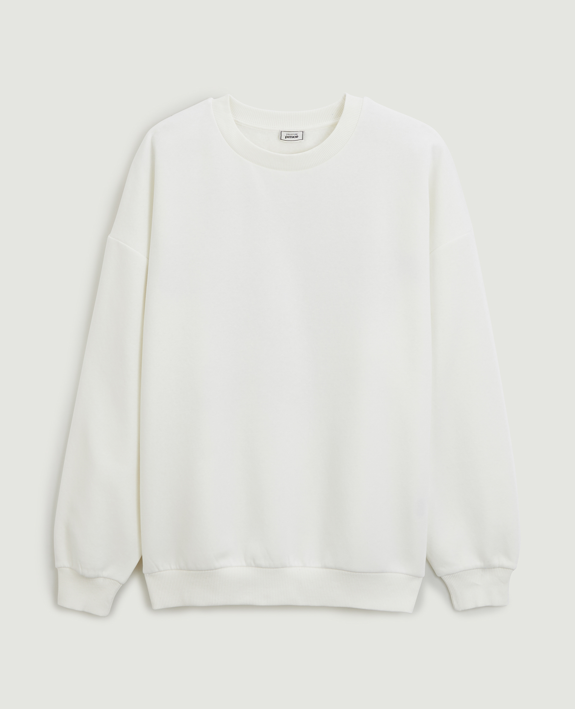 Sweat oversize col rond blanc - Pimkie