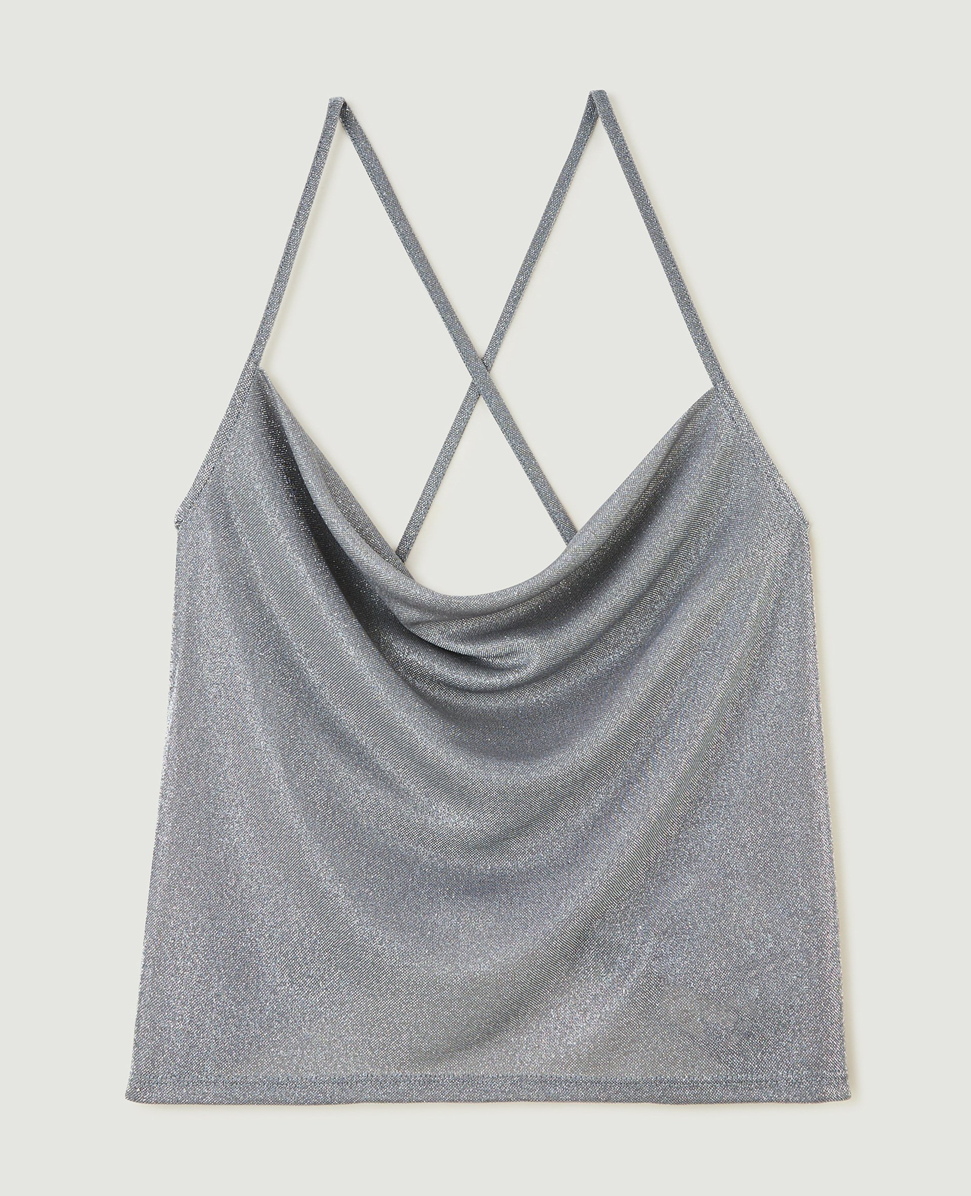 Top col bénitier avec lurex gris clair - Pimkie