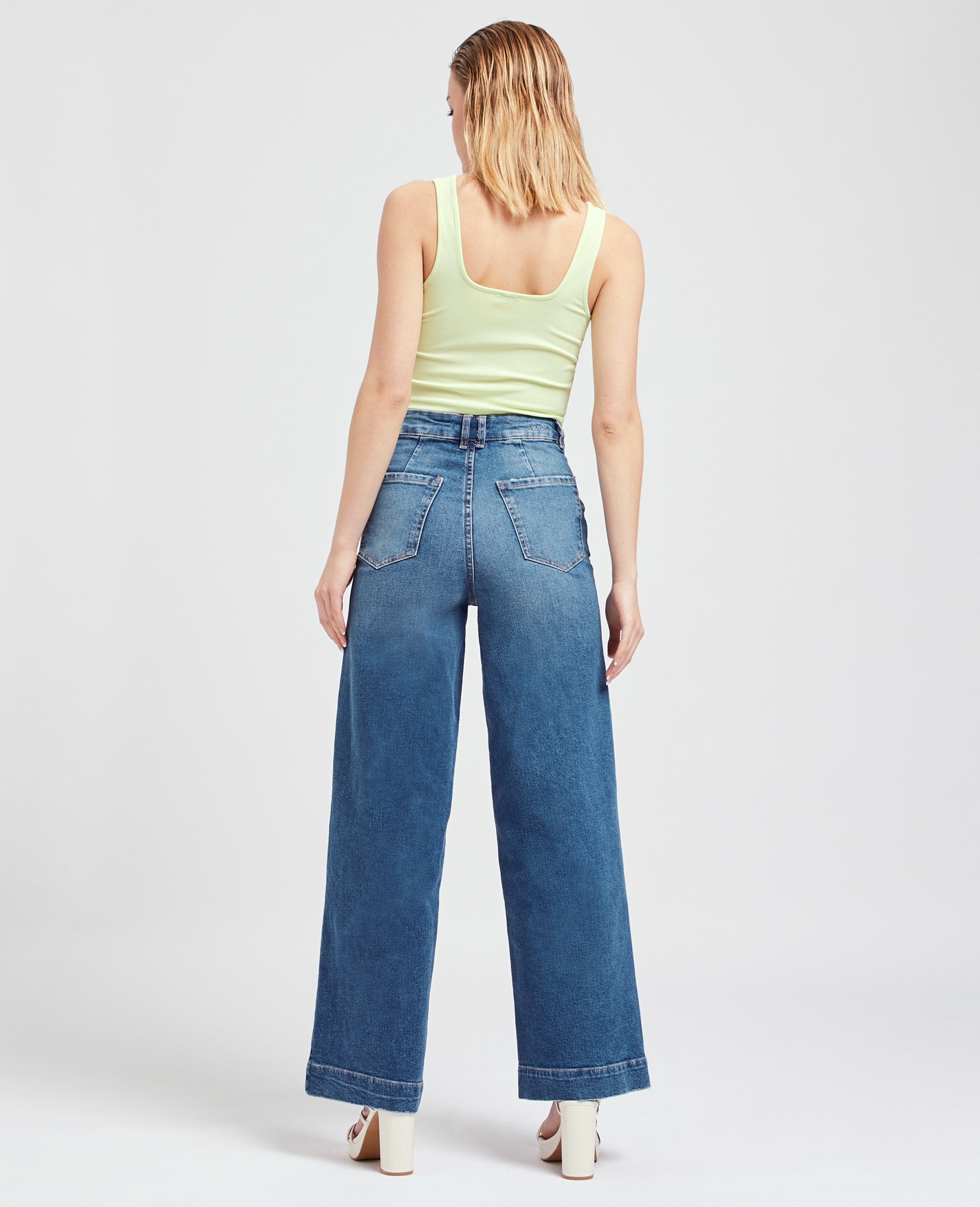 Jean large effet délavé bleu denim - Pimkie
