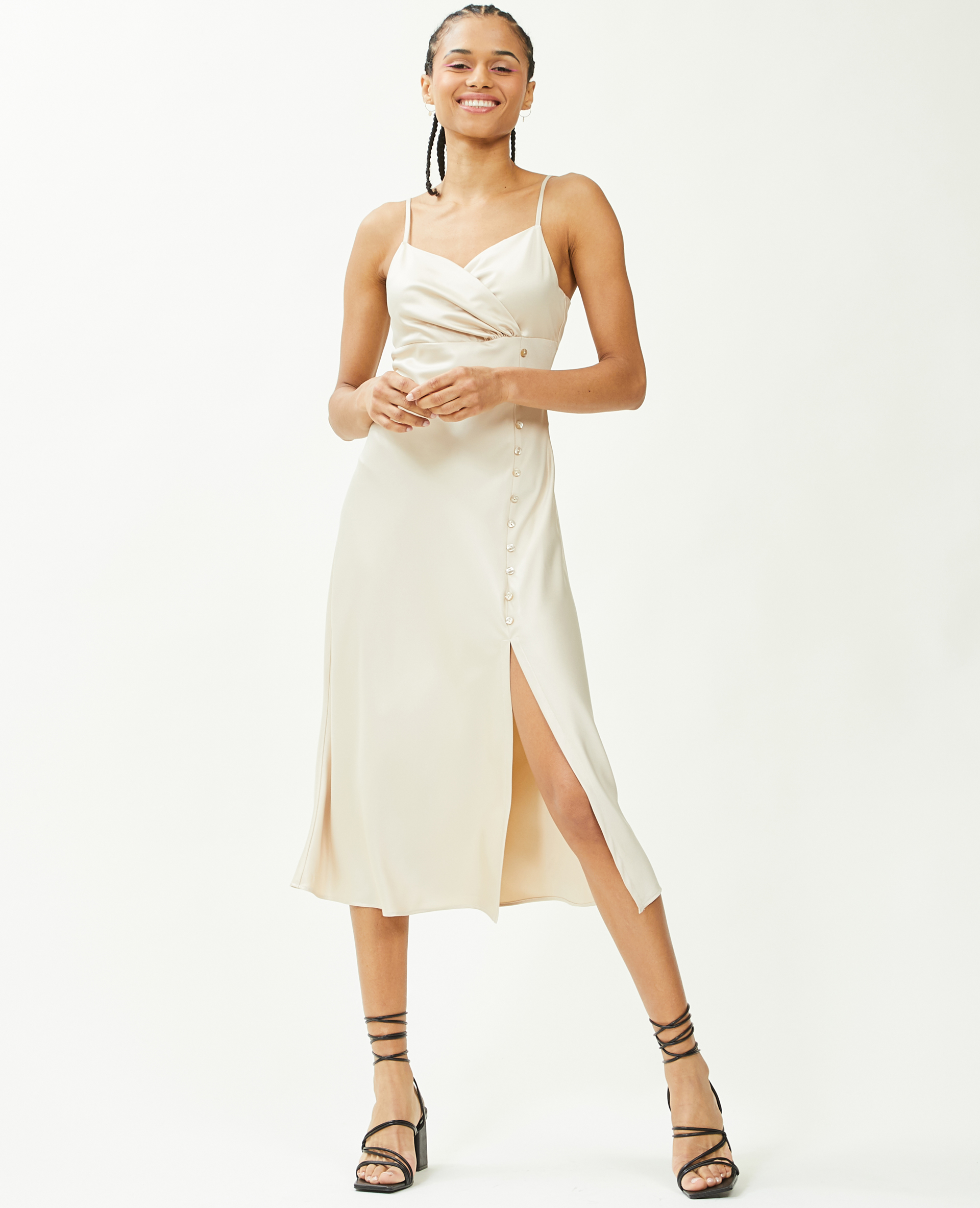 Robe longue satinée écru - Pimkie