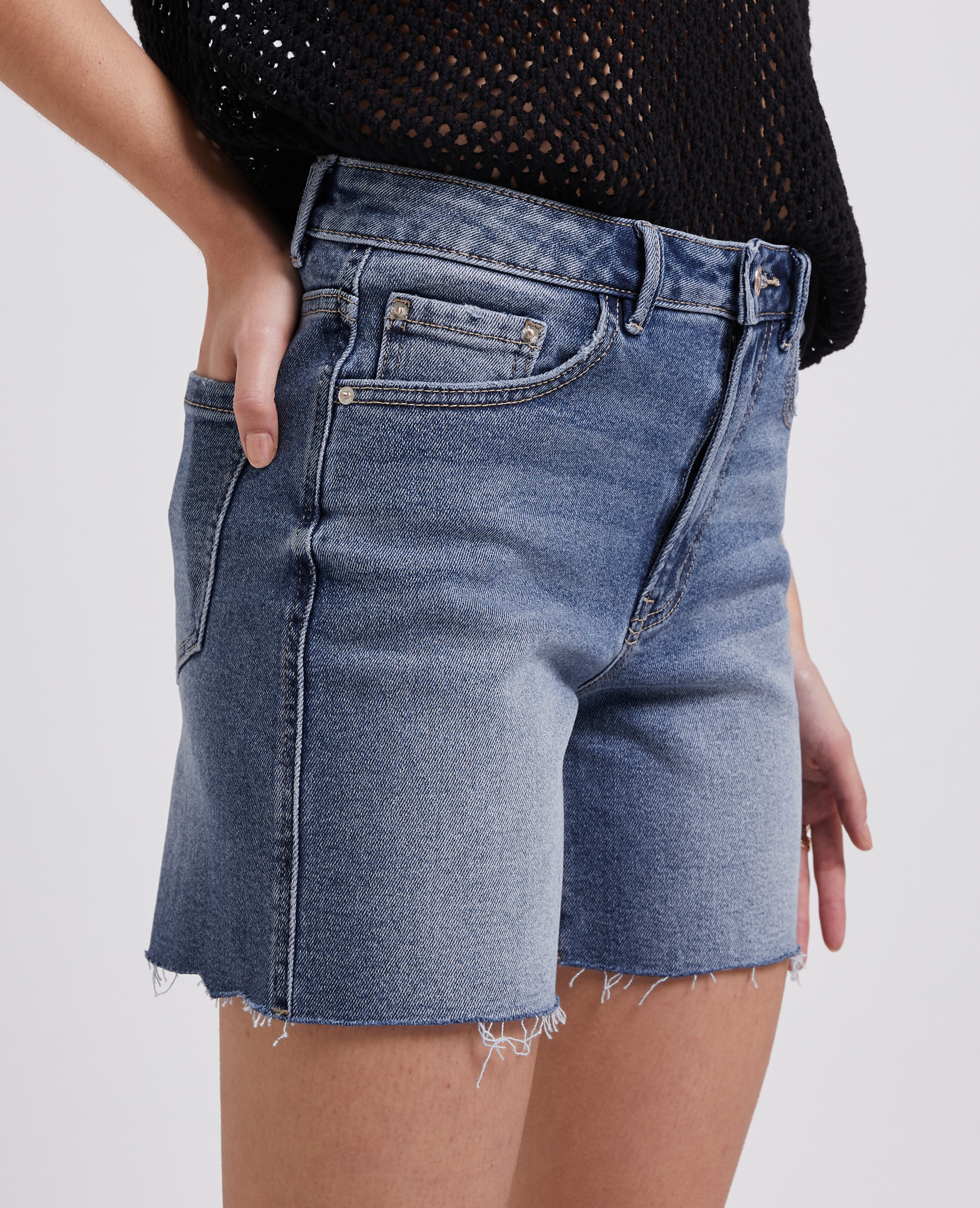 Bermuda en jean raw cut bleu denim - Pimkie