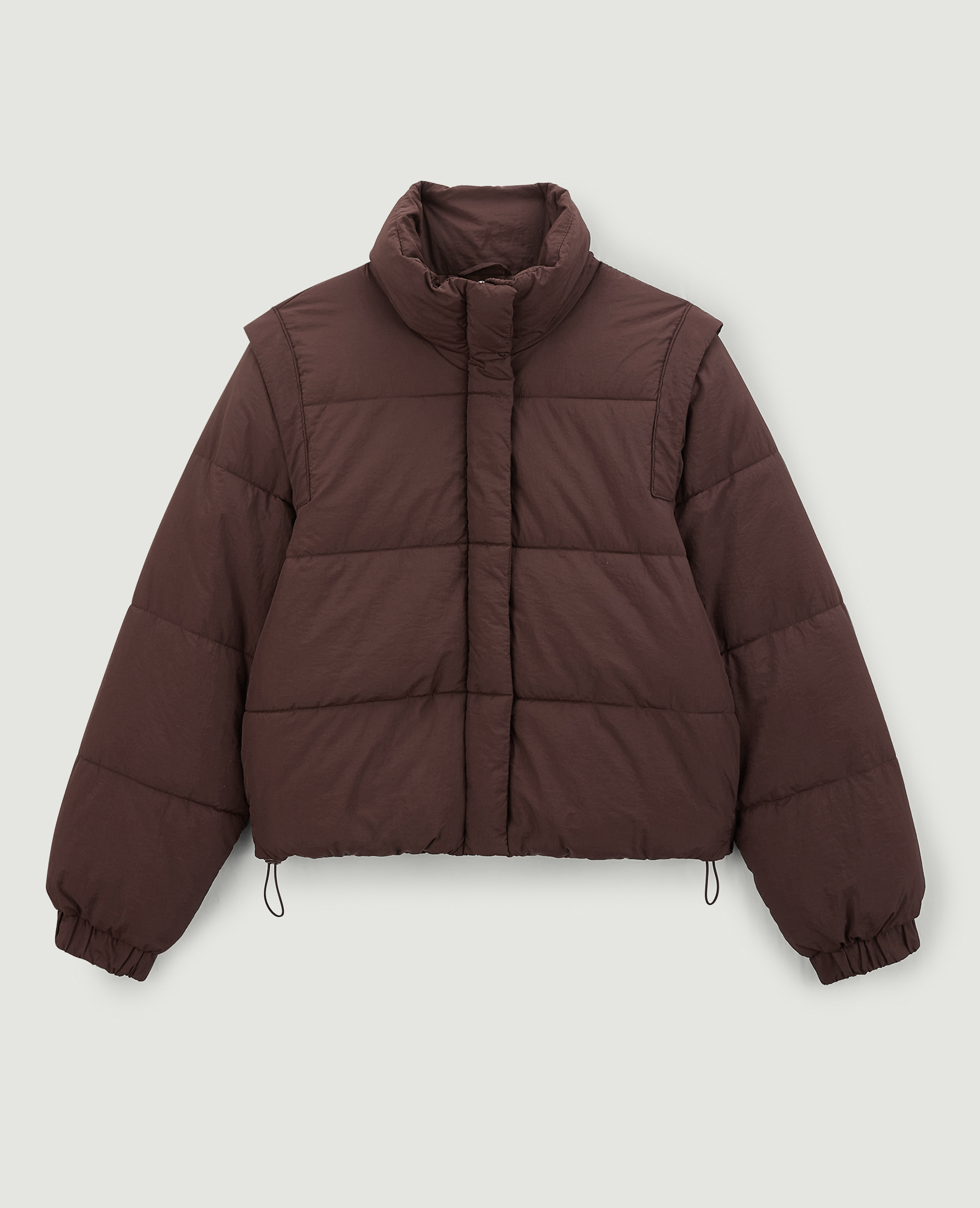 Doudoune courte effet froissé marron - Pimkie
