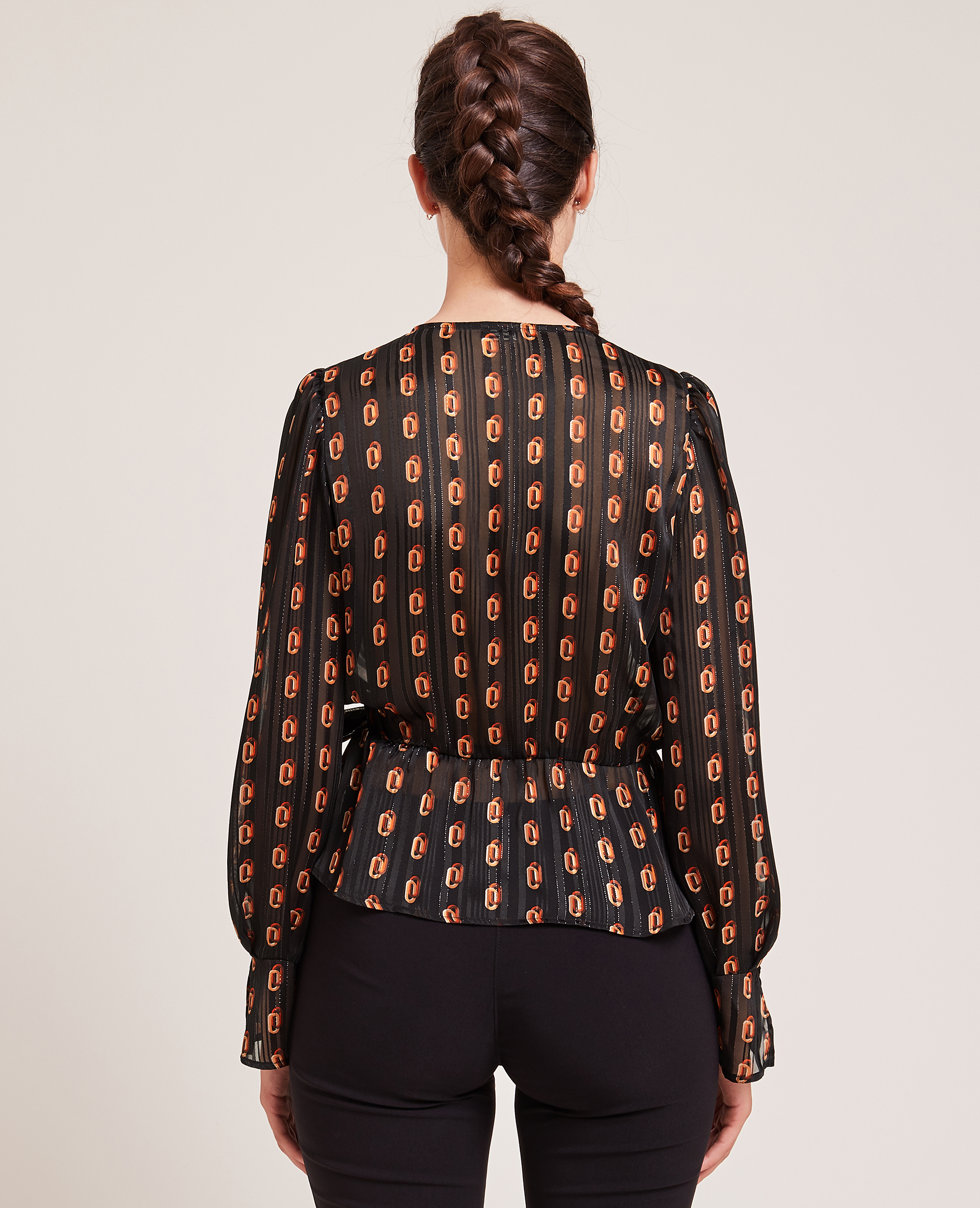 Blouse cache-cœur fils métallisés noir - Pimkie