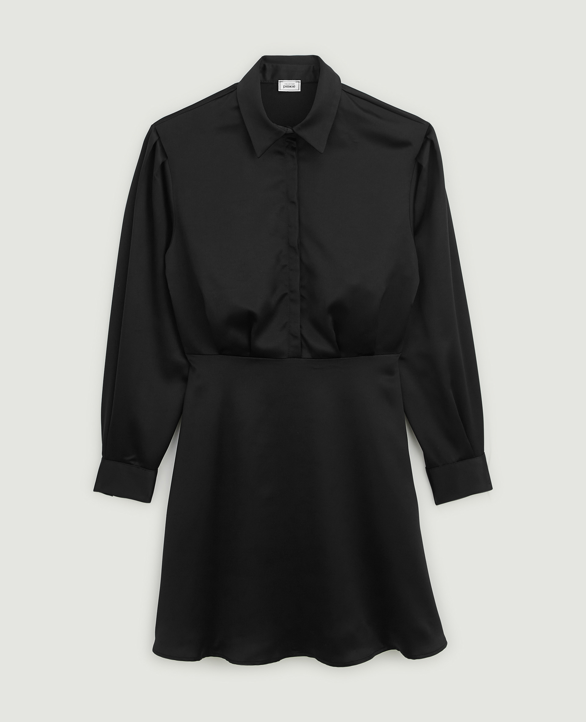 Robe chemise en satin noir - Pimkie