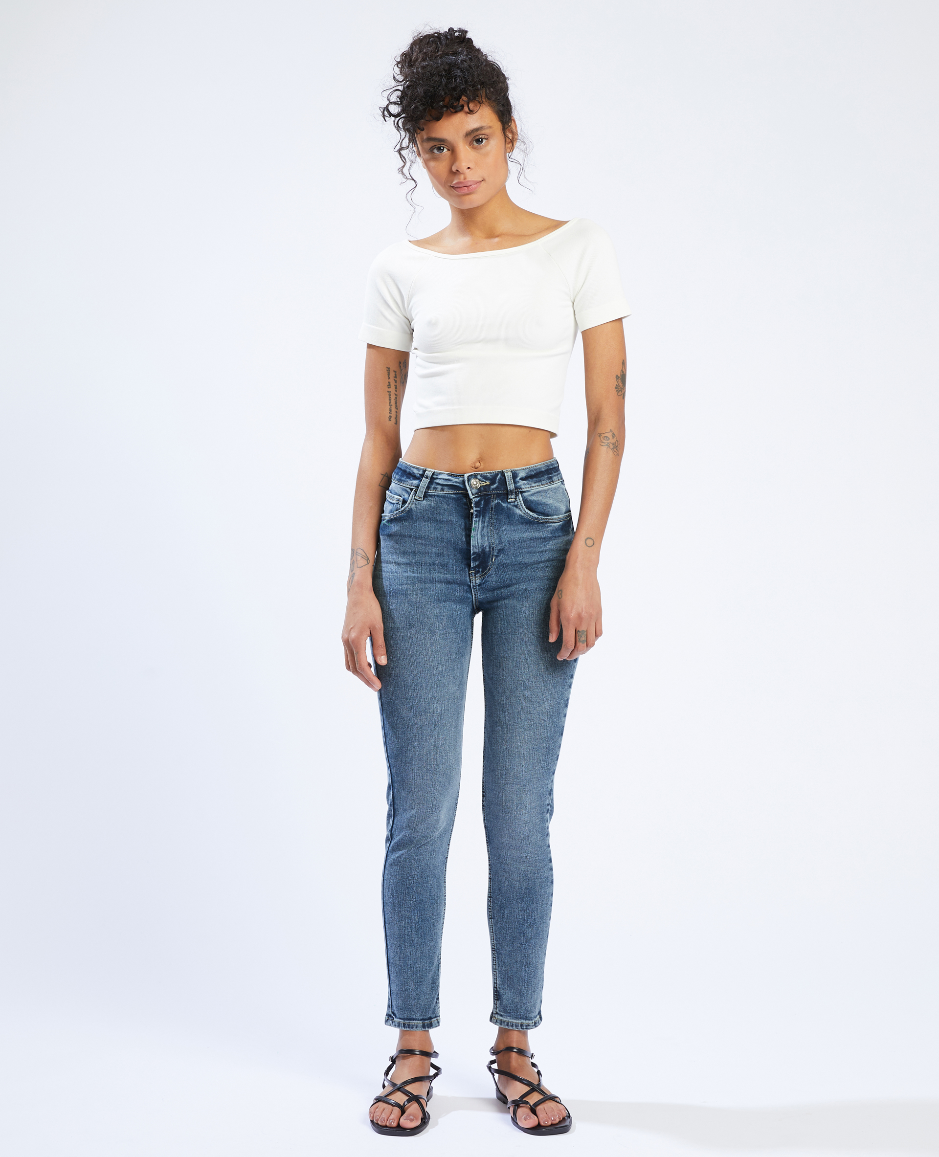 Jean skinny taille haute bleu denim - Pimkie