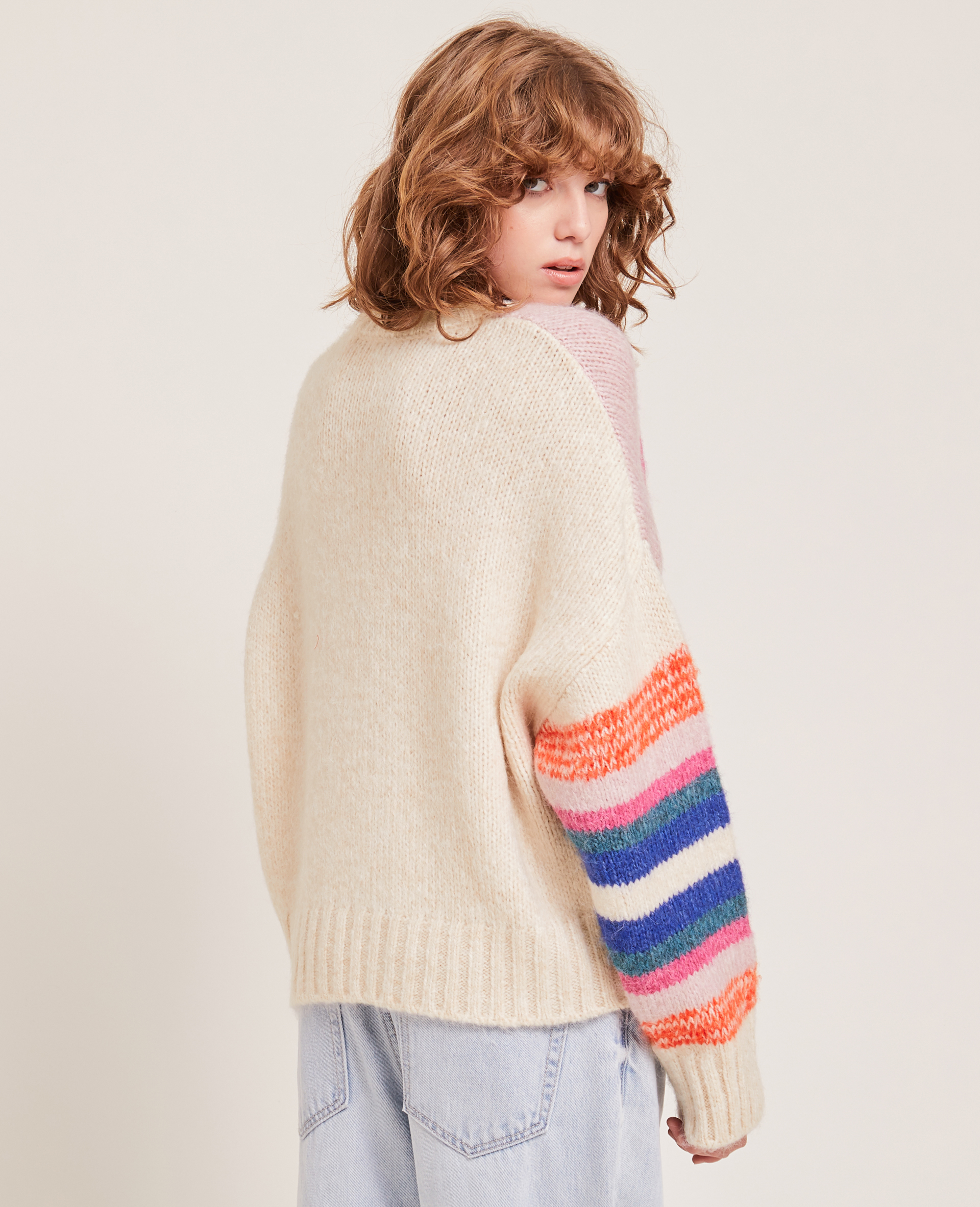 Pull colorblock fantaisie blanc - Pimkie