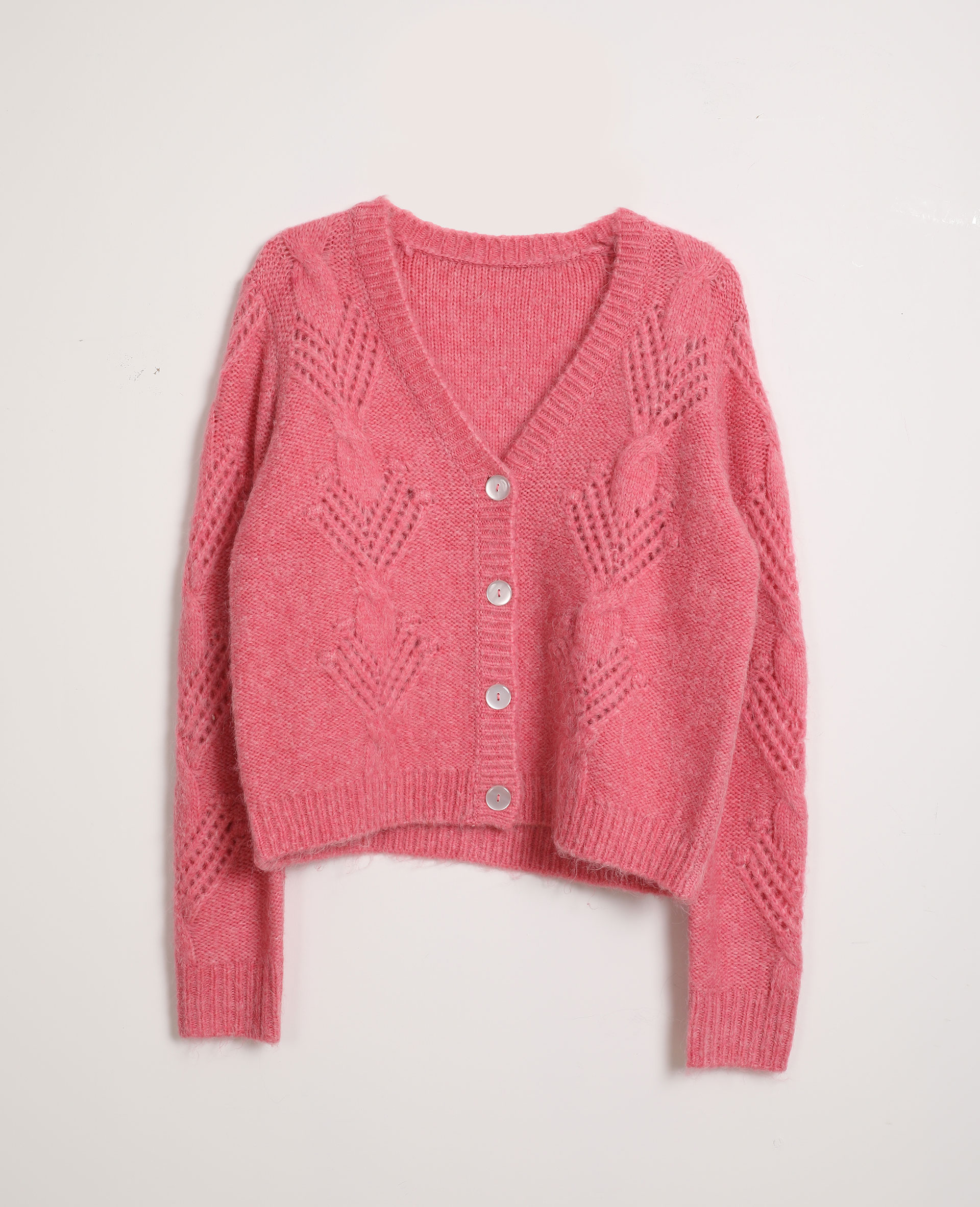 Gilet torsadé rose fluo - Pimkie