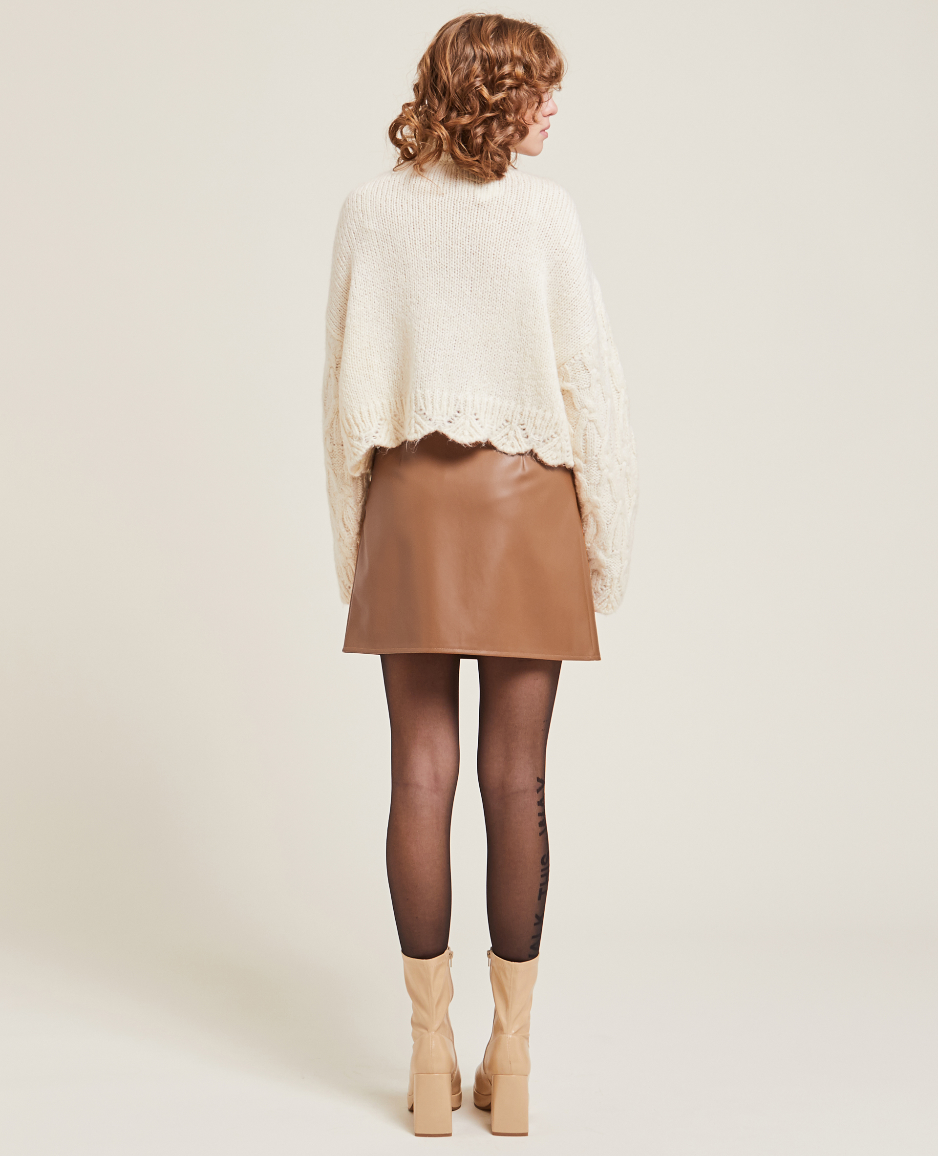 Jupe courte simili cuir camel - Pimkie