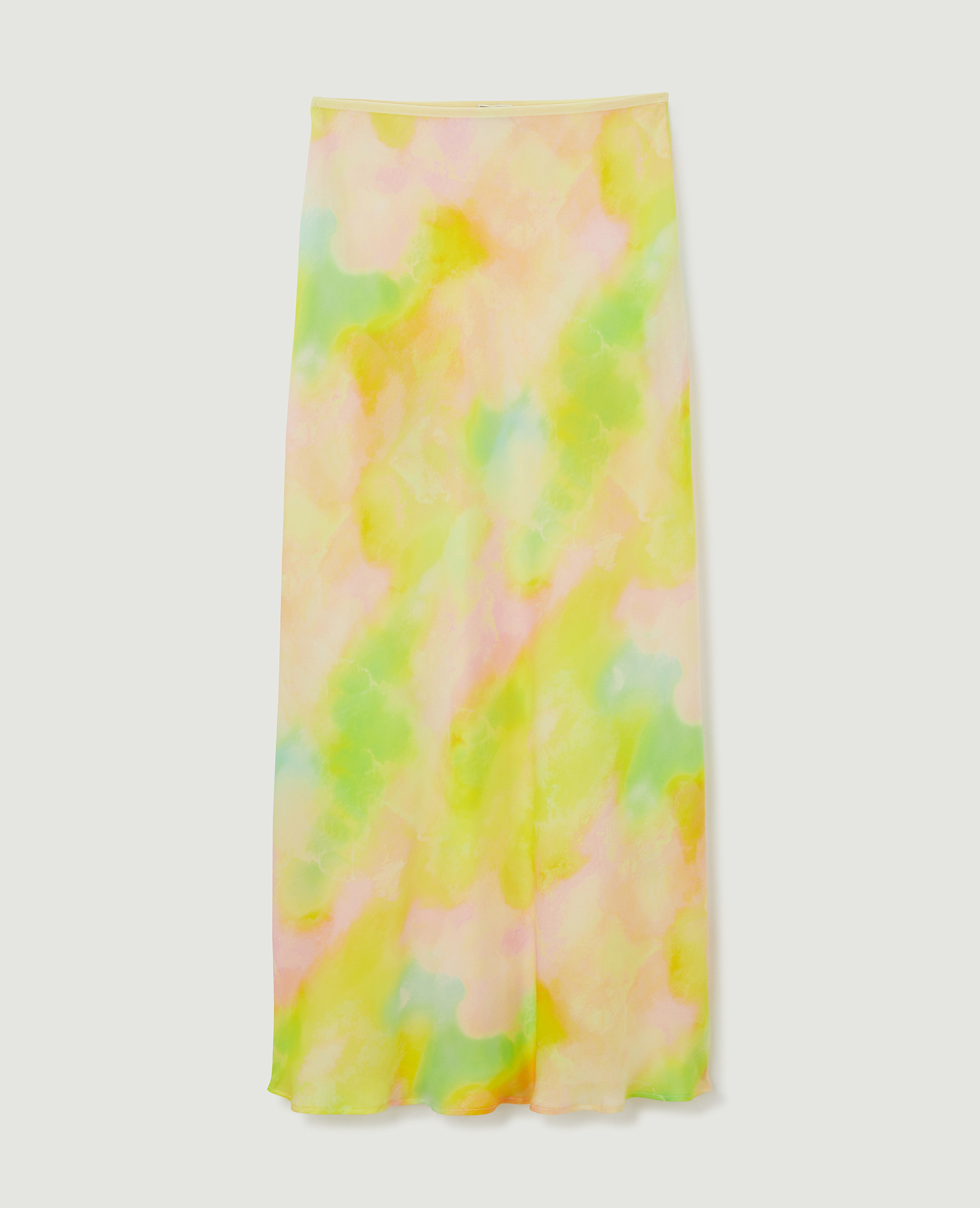 Jupe longue en tissu satiné jaune - Pimkie